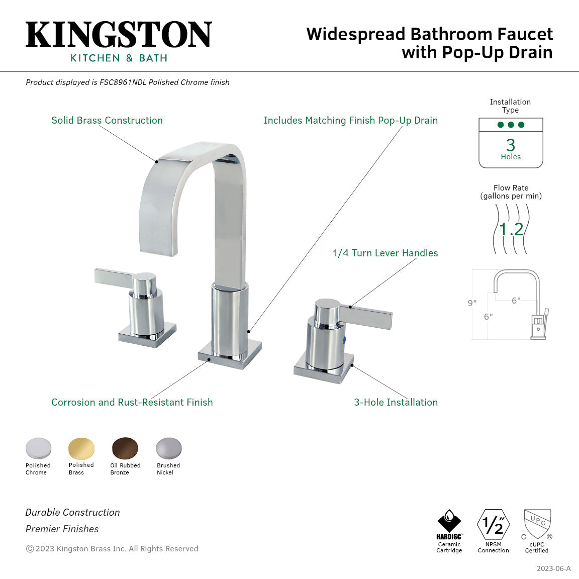 NuvoFusion Widespread Bathroom Faucet with Pop-Up Drain in Brushed Nickel