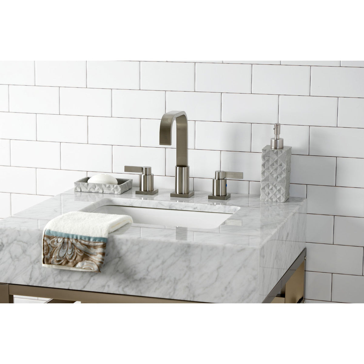 NuvoFusion Widespread Bathroom Faucet with Pop-Up Drain in Brushed Nickel