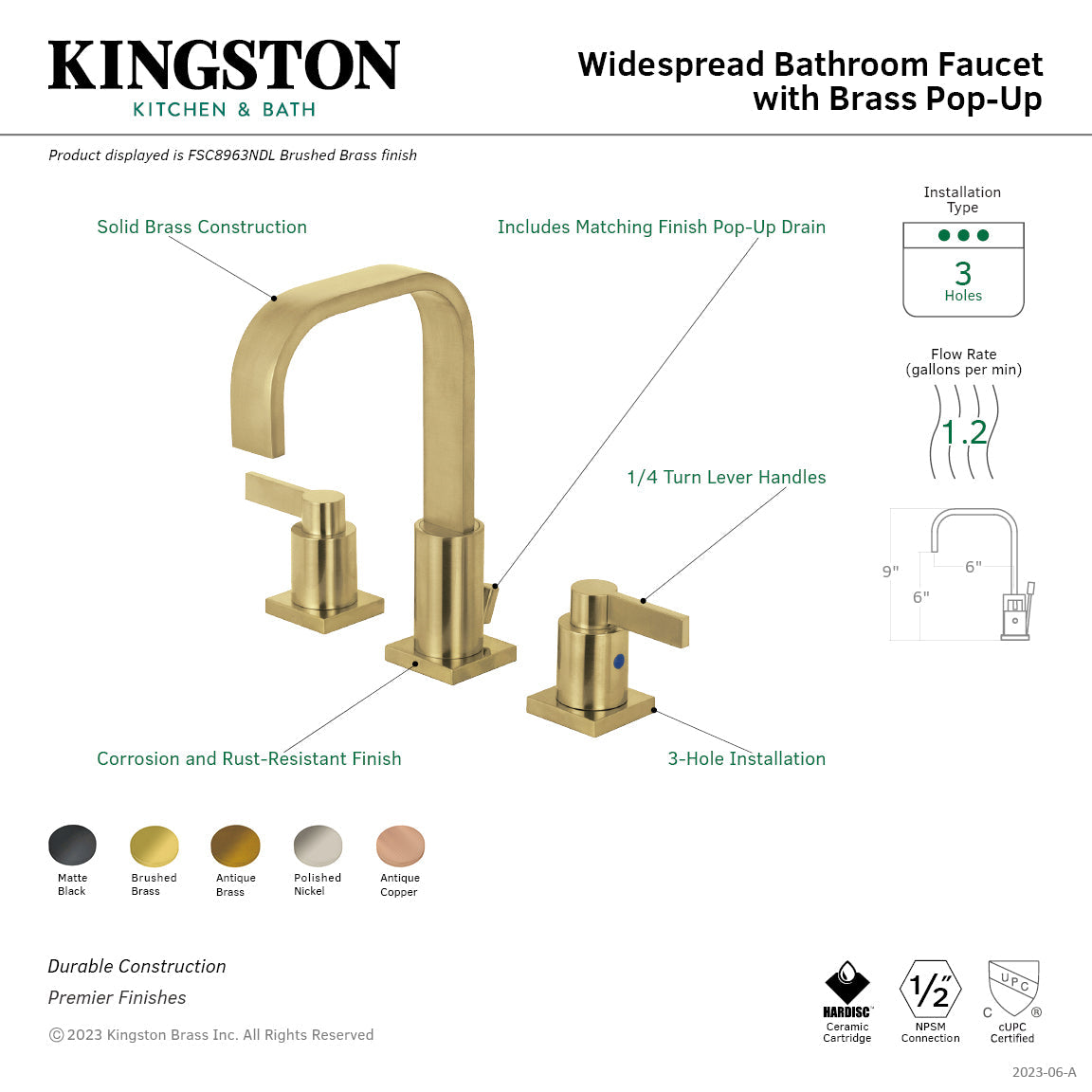 NuvoFusion Widespread Bathroom Faucet with Brass Pop-Up in Antique Copper