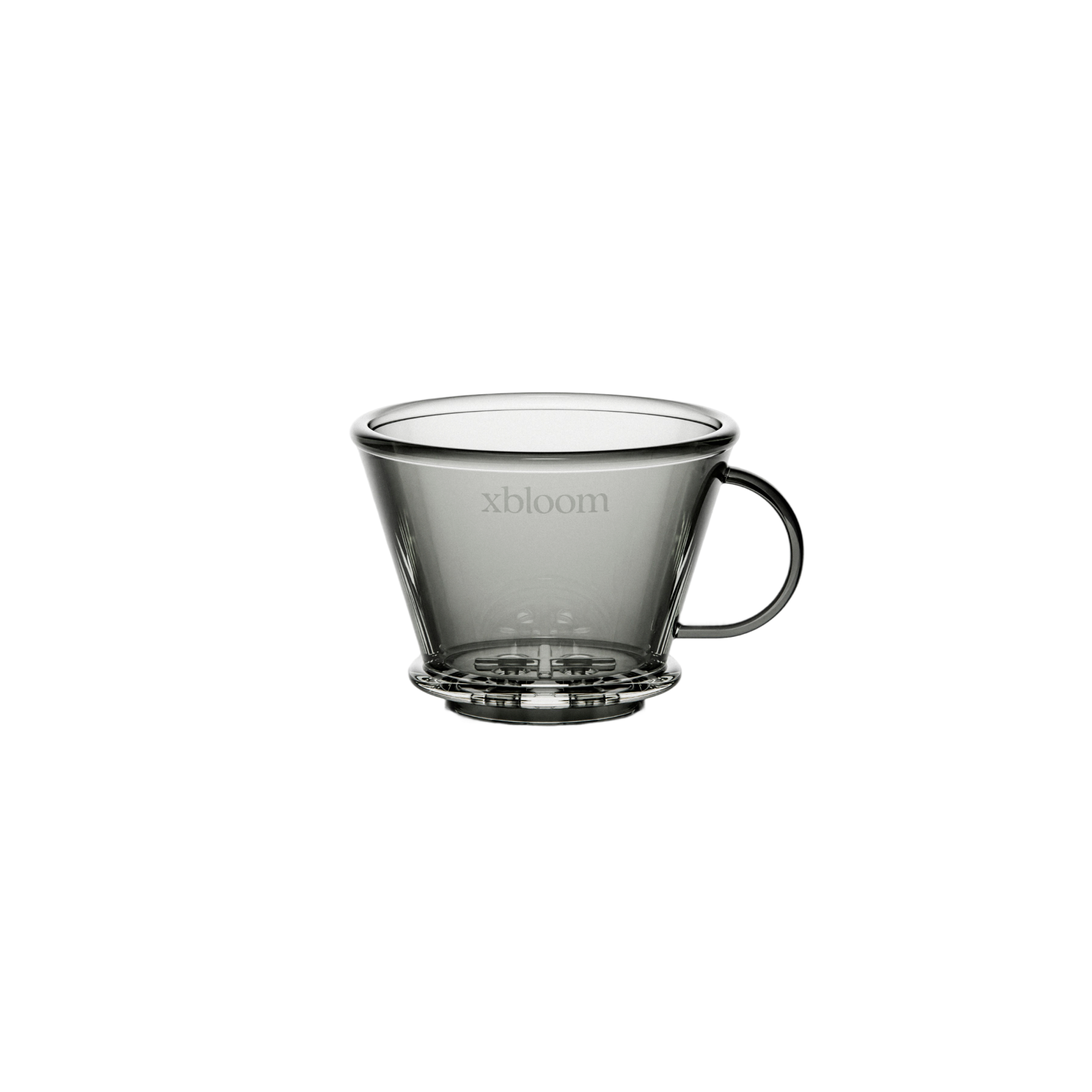 xBloom flat bottom dripper, black with side handle and circular base