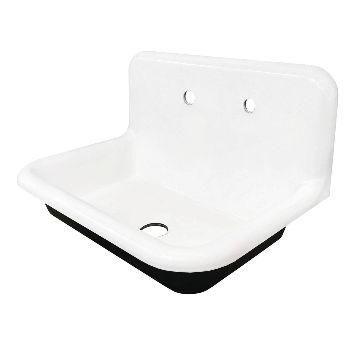 Towne 30-Inch Cast Iron Single Bowl Wall Mount Utility Sink (2-Hole) in White