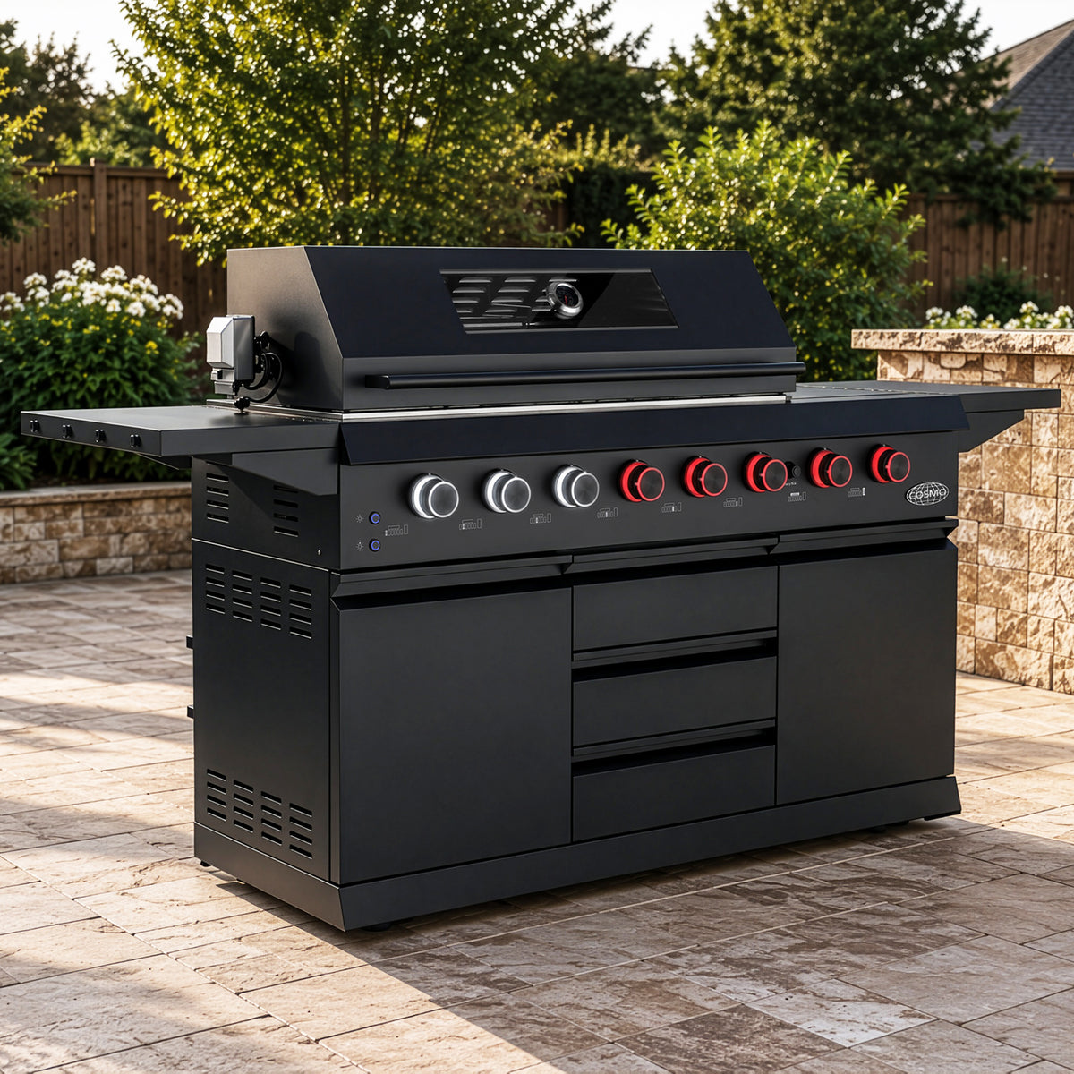 COS-GGFN587GBK propane gas grill in an outdoor setting