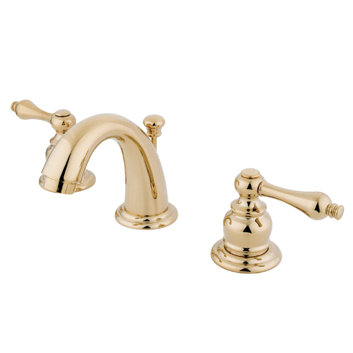 English Country Widespread Bathroom Faucet with Pop-Up Drain in Polished Brass