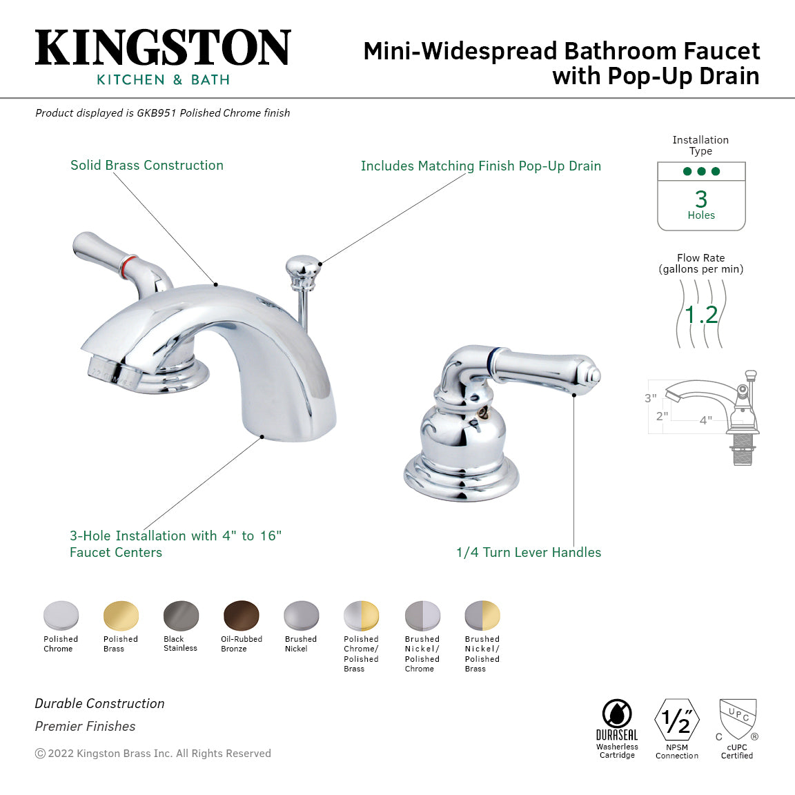 Magellan Mini-Widespread Bathroom Faucet with Pop-Up Drain in Polished Chrome