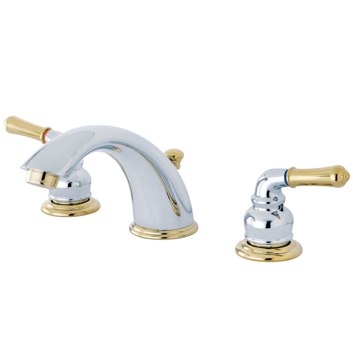 Magellan Widespread Bathroom Faucet with Pop-Up Drain in Polished Chrome/Polished Brass