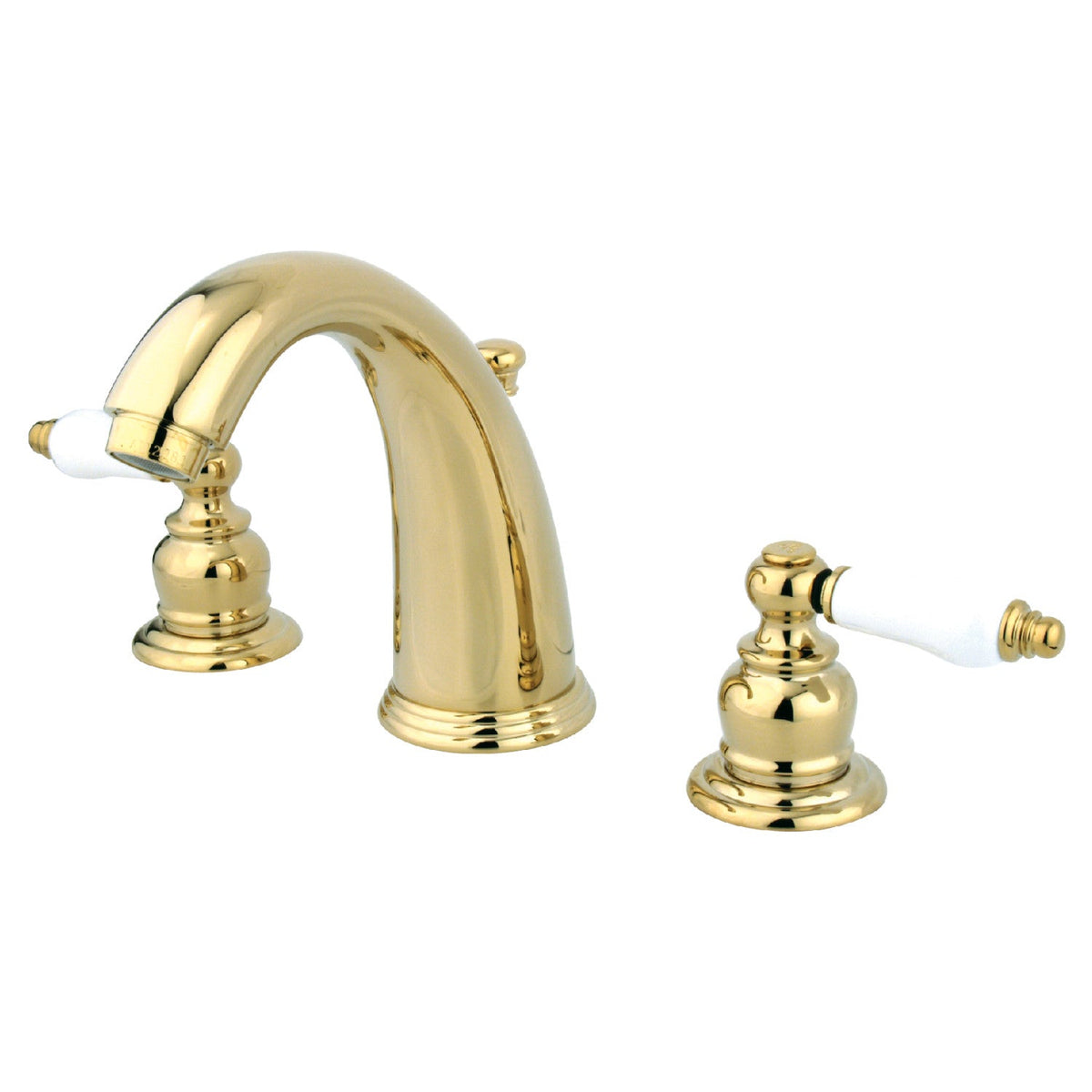 English Country Widespread Bathroom Faucet with Pop-Up Drain in Polished Brass