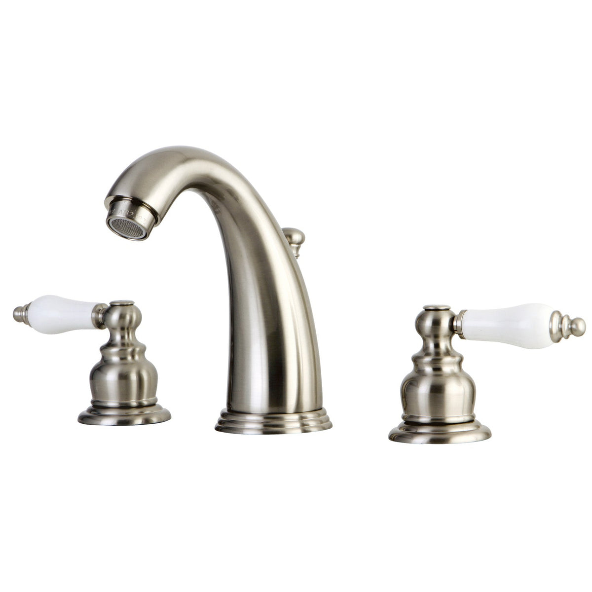 English Country Widespread Bathroom Faucet with Pop-Up Drain in Brushed Nickel