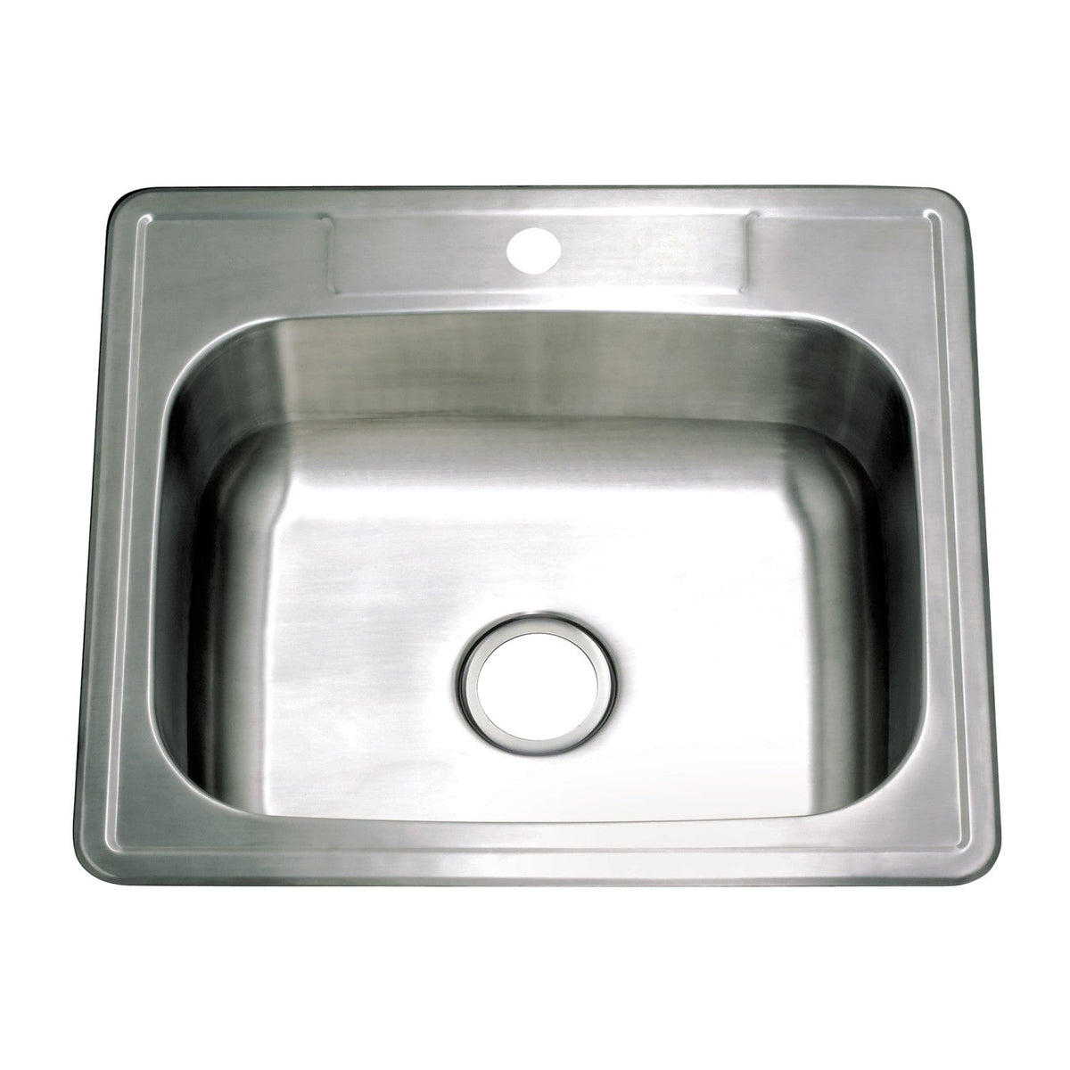 Gourmetier 25"x22"x9" Self-Rimming Single Bowl Kitchen Sink (1 Hole) in Brushed Stainless Steel