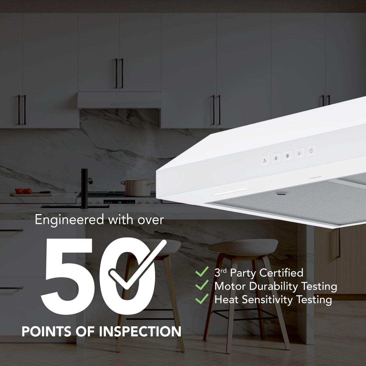 Broan-NuTone Glacier 30-Inch 350 CFM 3-Speed Convertible Under Cabinet Range Hood in White (GLA2303WW)