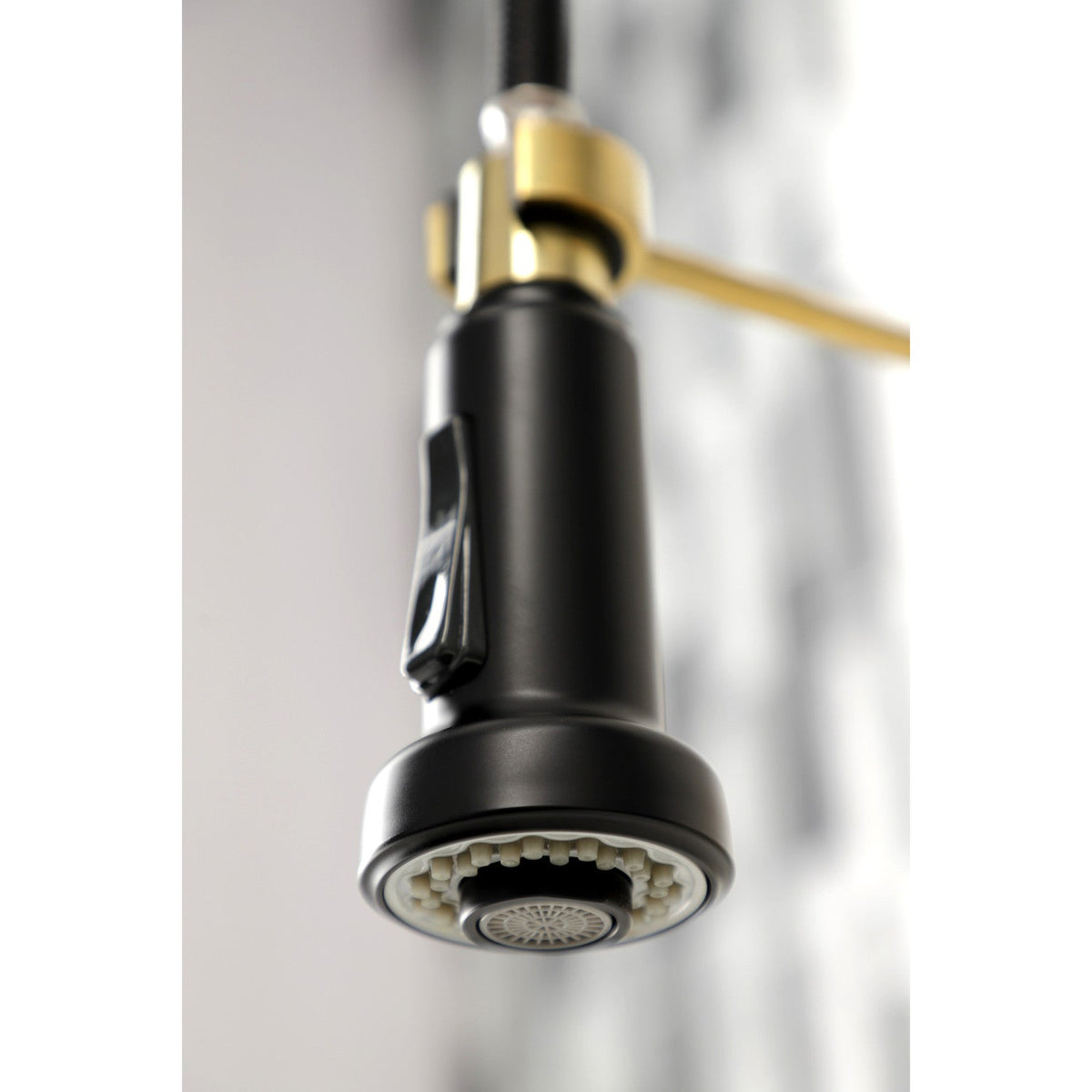 Gourmetier Concord Double-Handle Wall-Mount Pre-Rinse Bridge Kitchen Faucet in Brushed Brass