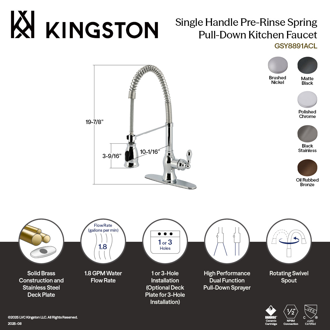 Gourmetier American Classic Single-Handle Deck-Mount Pre-Rinse Kitchen Faucet in Oil Rubbed Bronze