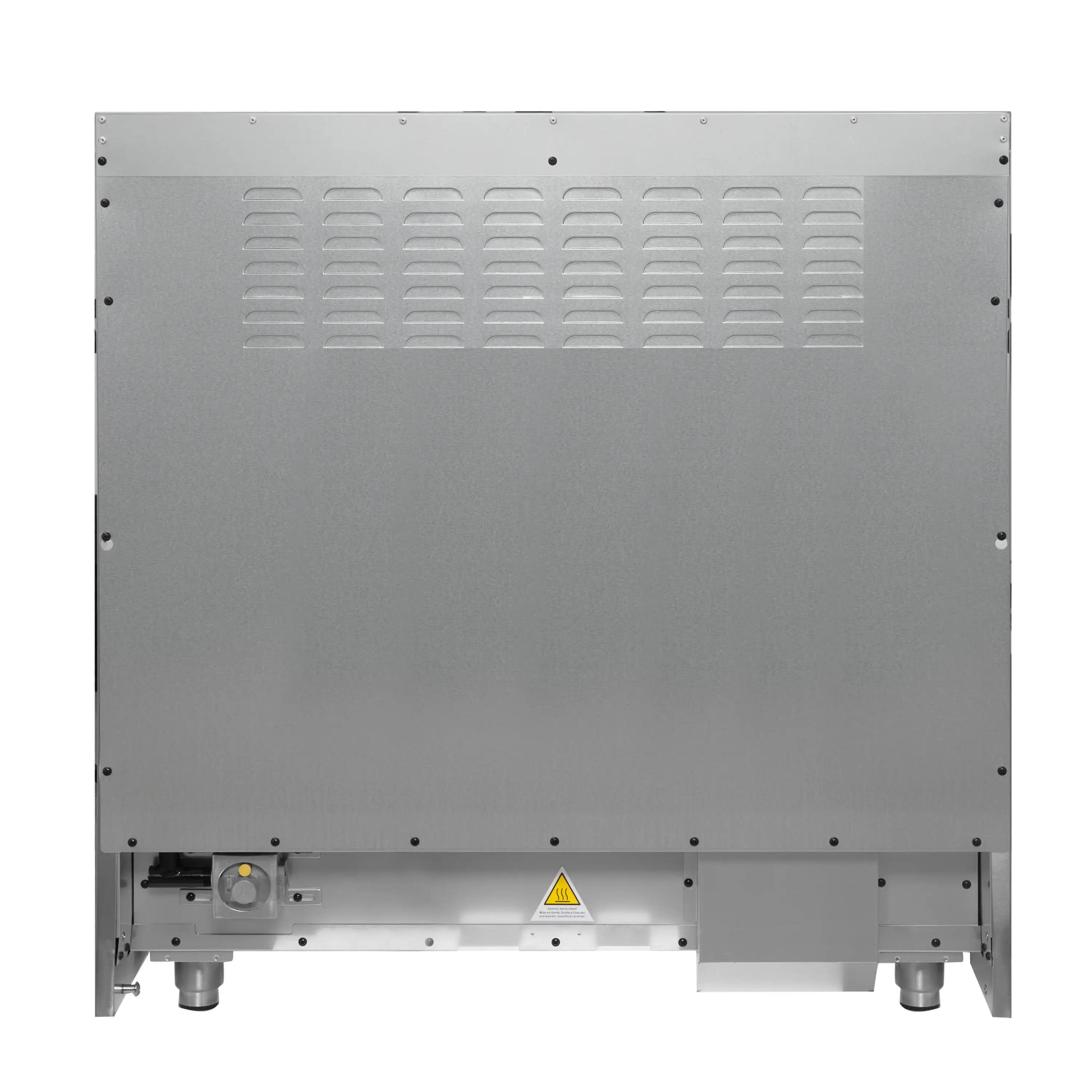 White range rear panel with vented grille and gas connection fittings