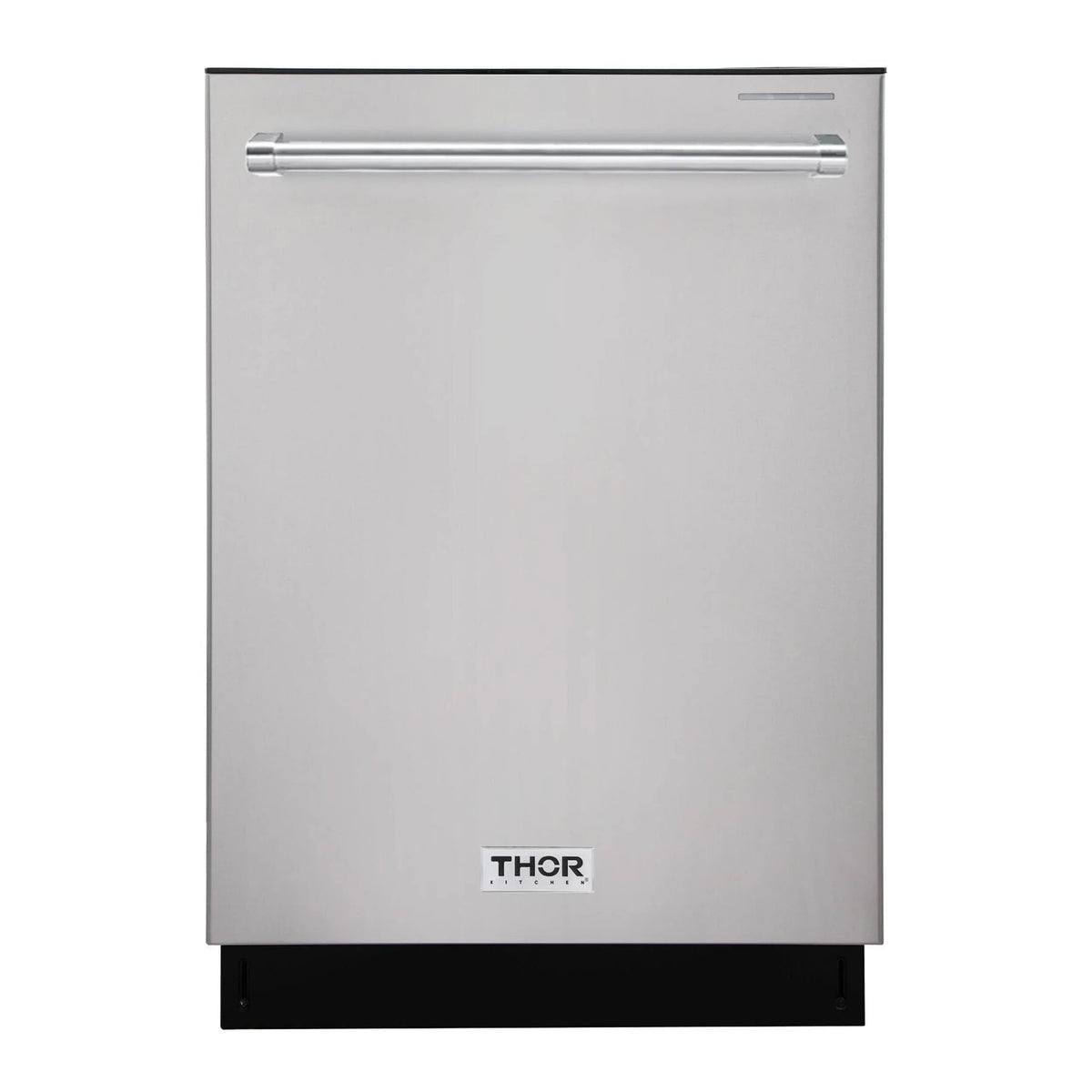 Stainless steel Thor refrigerator door with horizontal top handle and front logo
