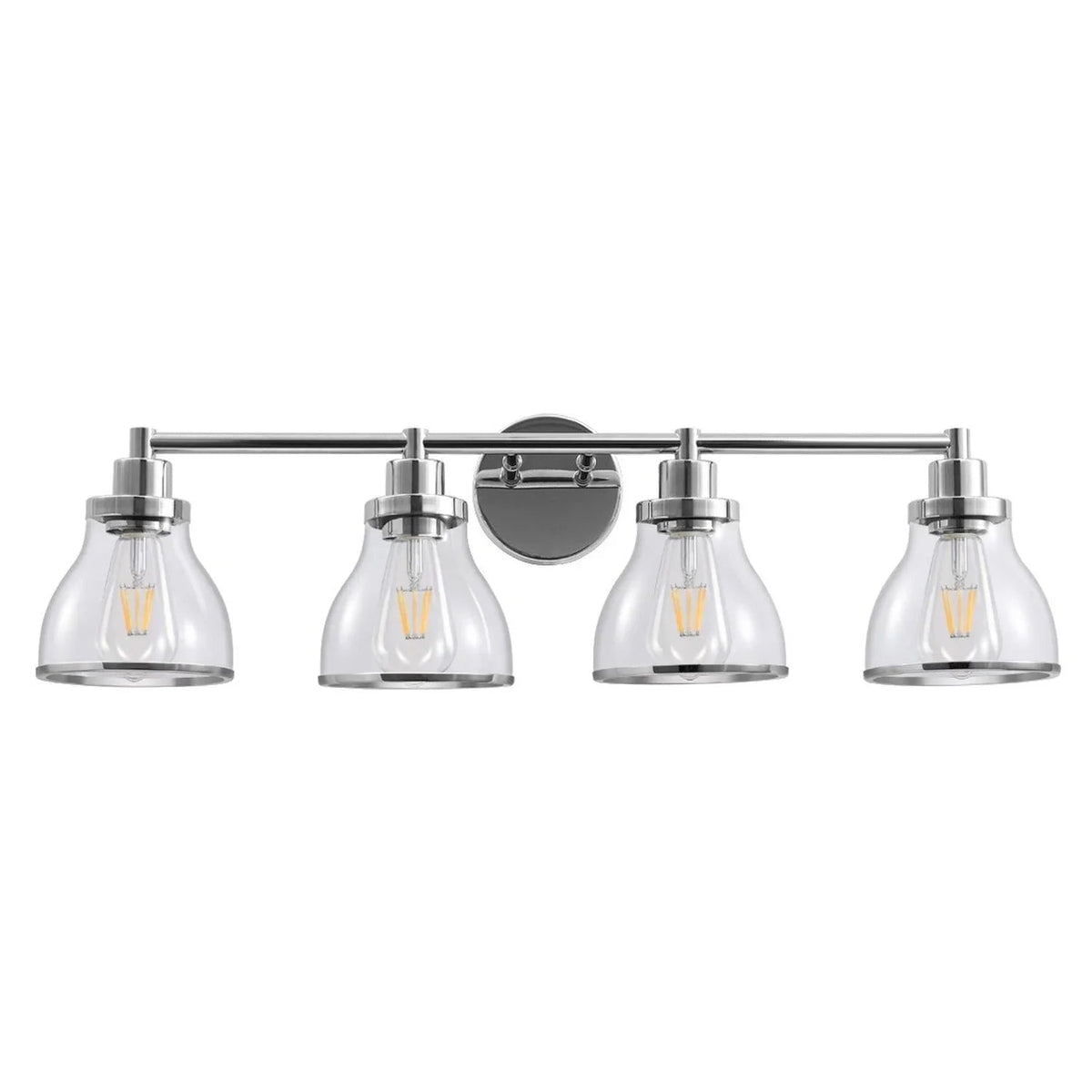 Parrot Uncle Hermosa modern 4-light vanity light with clear glass shades, brushed silver metal