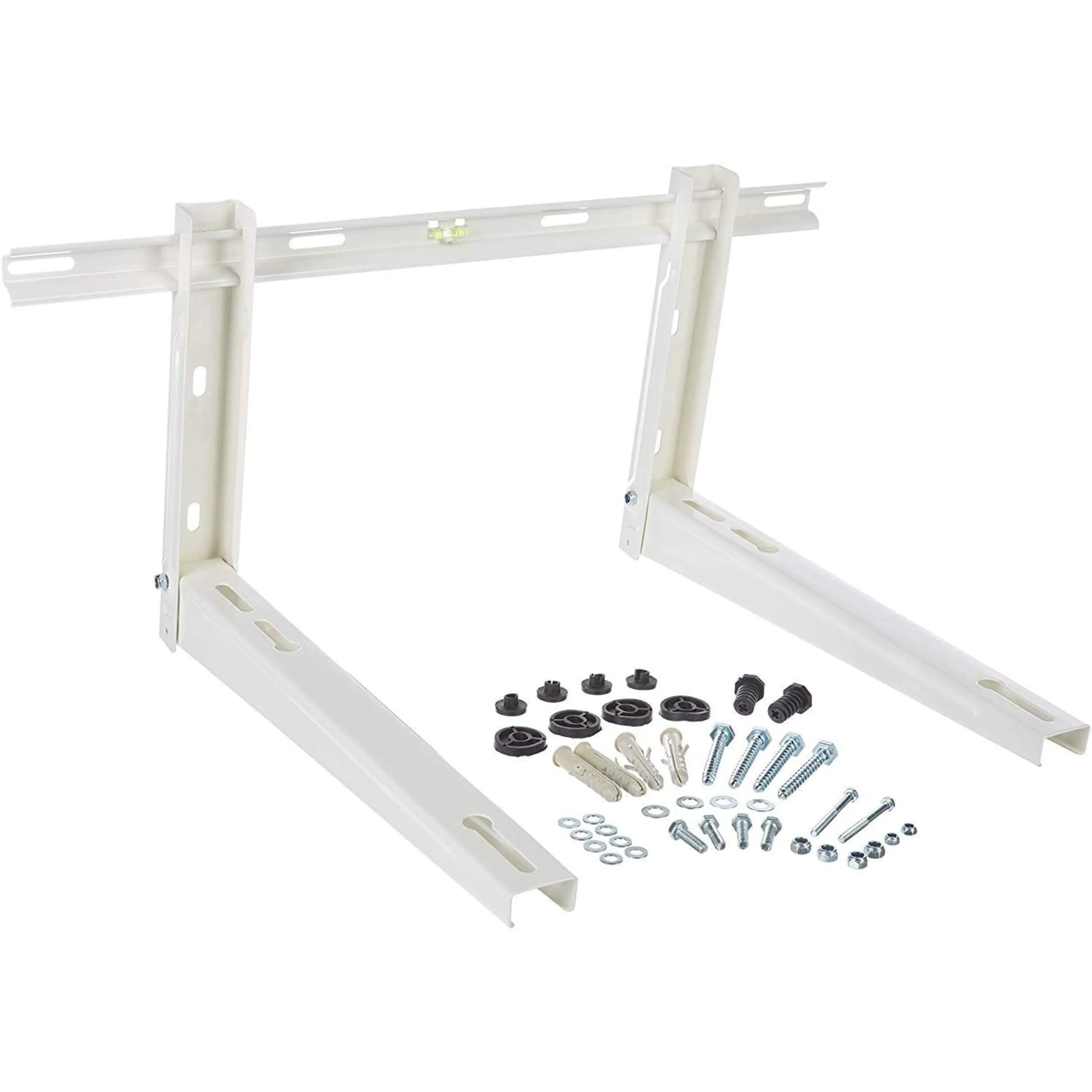 White 3-piece outdoor mini split wall mount bracket with integrated mounting channels
