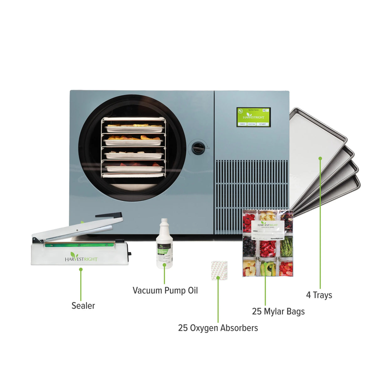 Harvest Right Countertop Pro Freeze Dryer, 4 Tray & Mylar Starter Kit in Pale Blue (HRFDCAZ-PP)