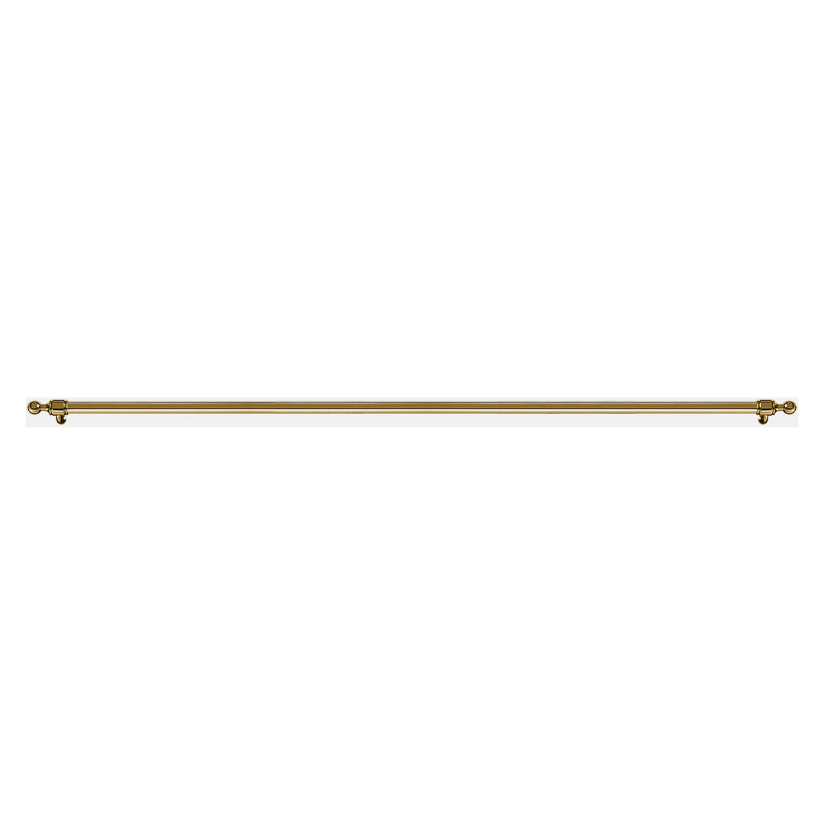 Long brass handrail with end brackets and decorative corner caps