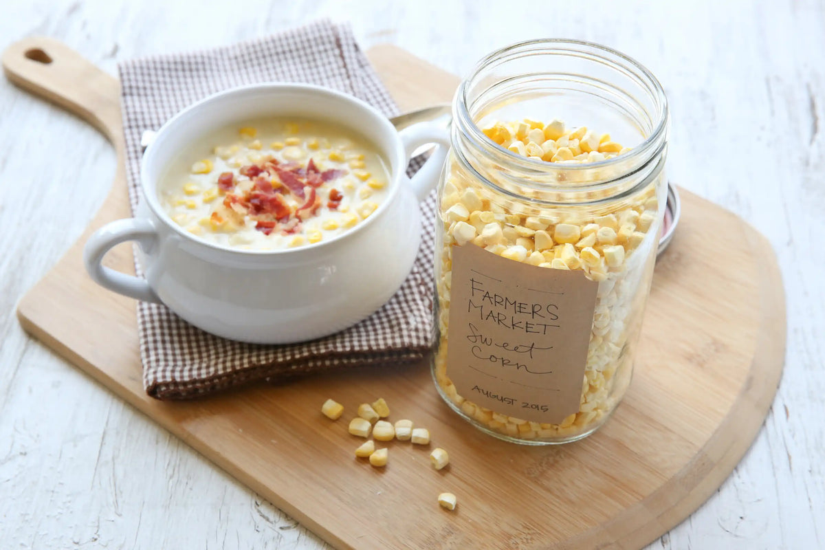 Freeze-dried ingredient tray with small bowls of creamy sauce and a jar of pieces