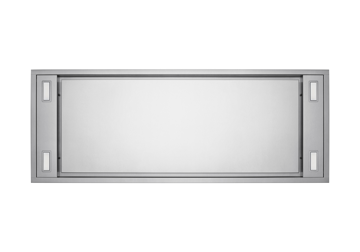 Stainless steel flush ceiling range hood front frame with side handles