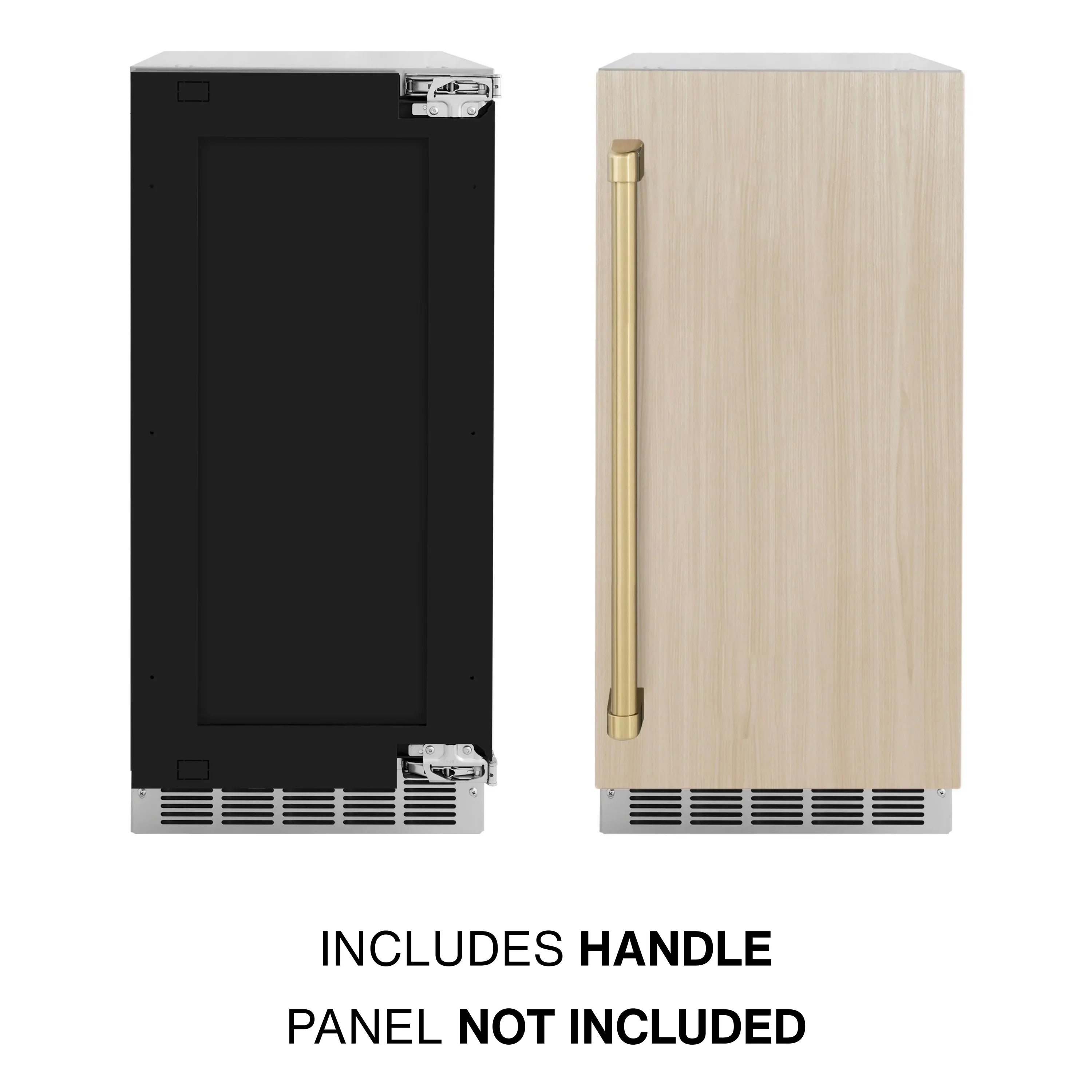 Clear cube ice maker cabinet with included champagne bronze handle and base vents