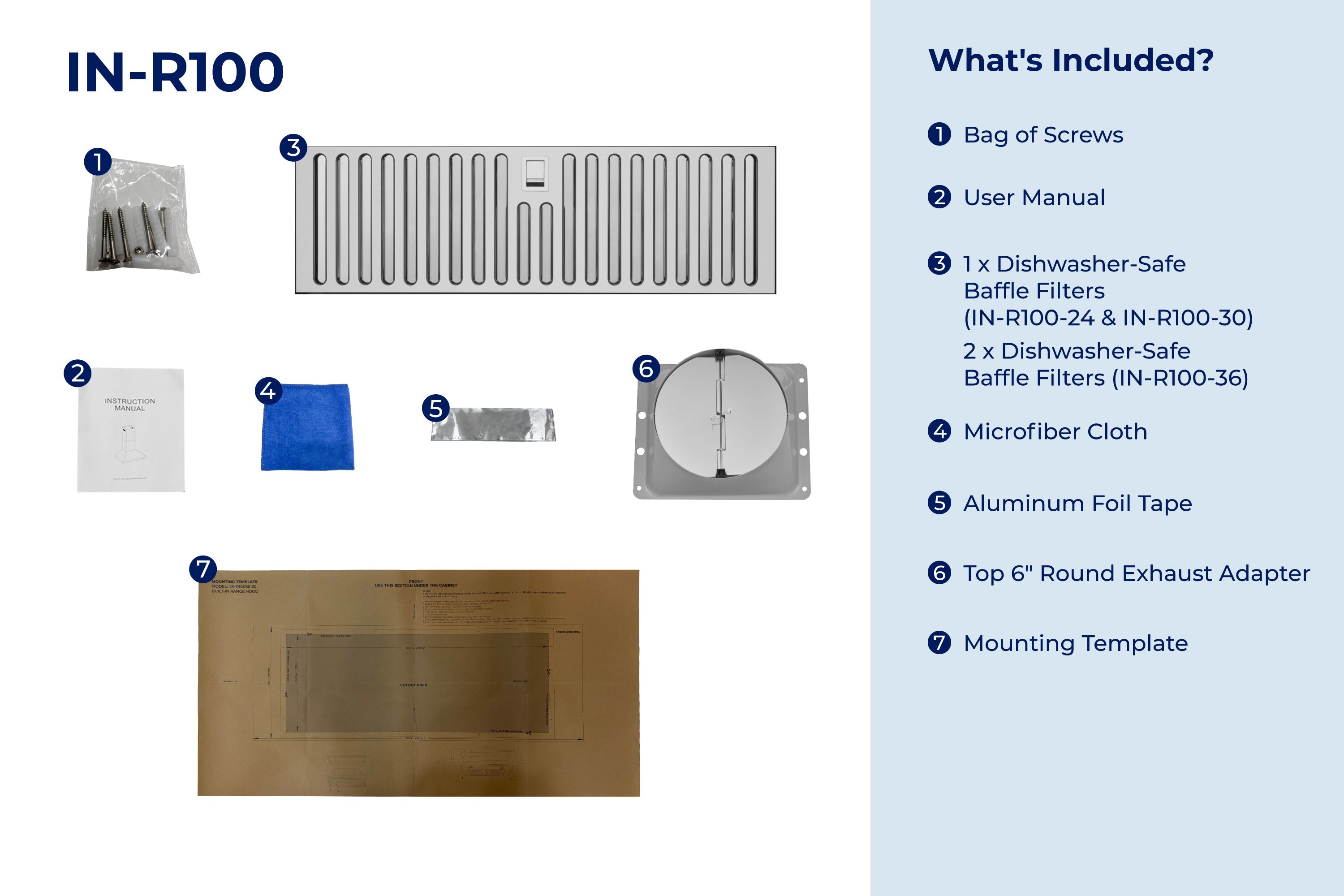 Hauslane 450 CFM Convertible Built-In Range Hood Insert with Stainless Steel Filters (IN-R100)