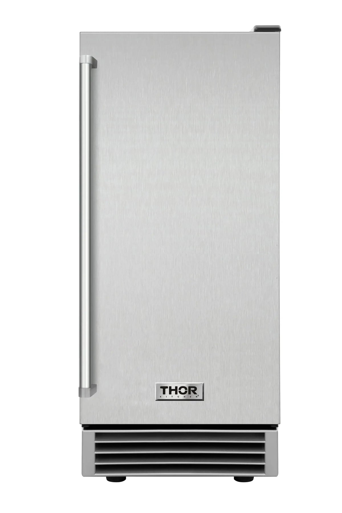 Stainless steel built-in ice maker front with THOR logo and lower ventilation vents