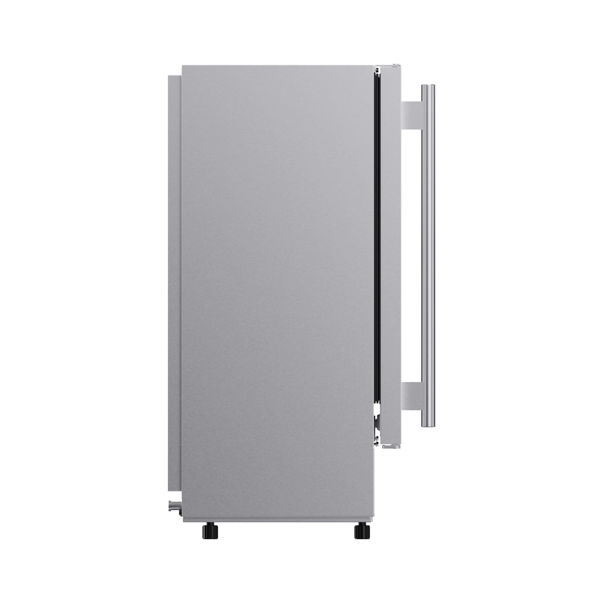 Left side profile of the stainless steel 15-inch ice maker