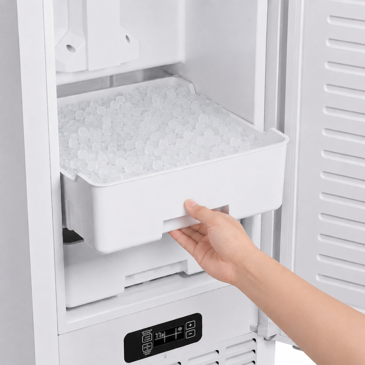 Ice storage drawer of the Cristallo nugget ice maker