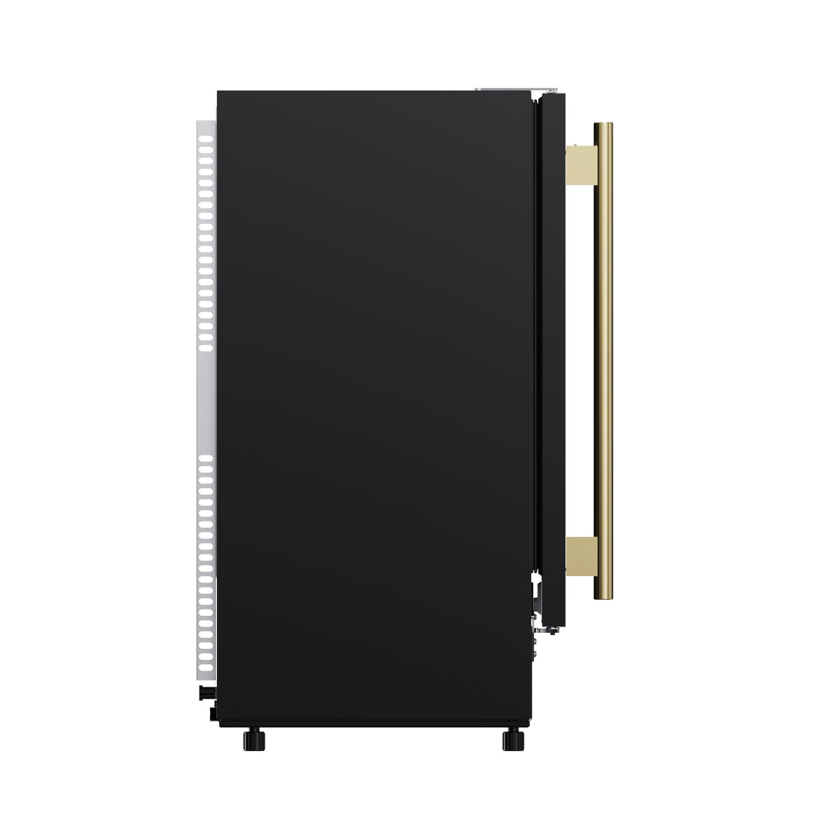 Left side profile of the black 15-inch cubed ice maker