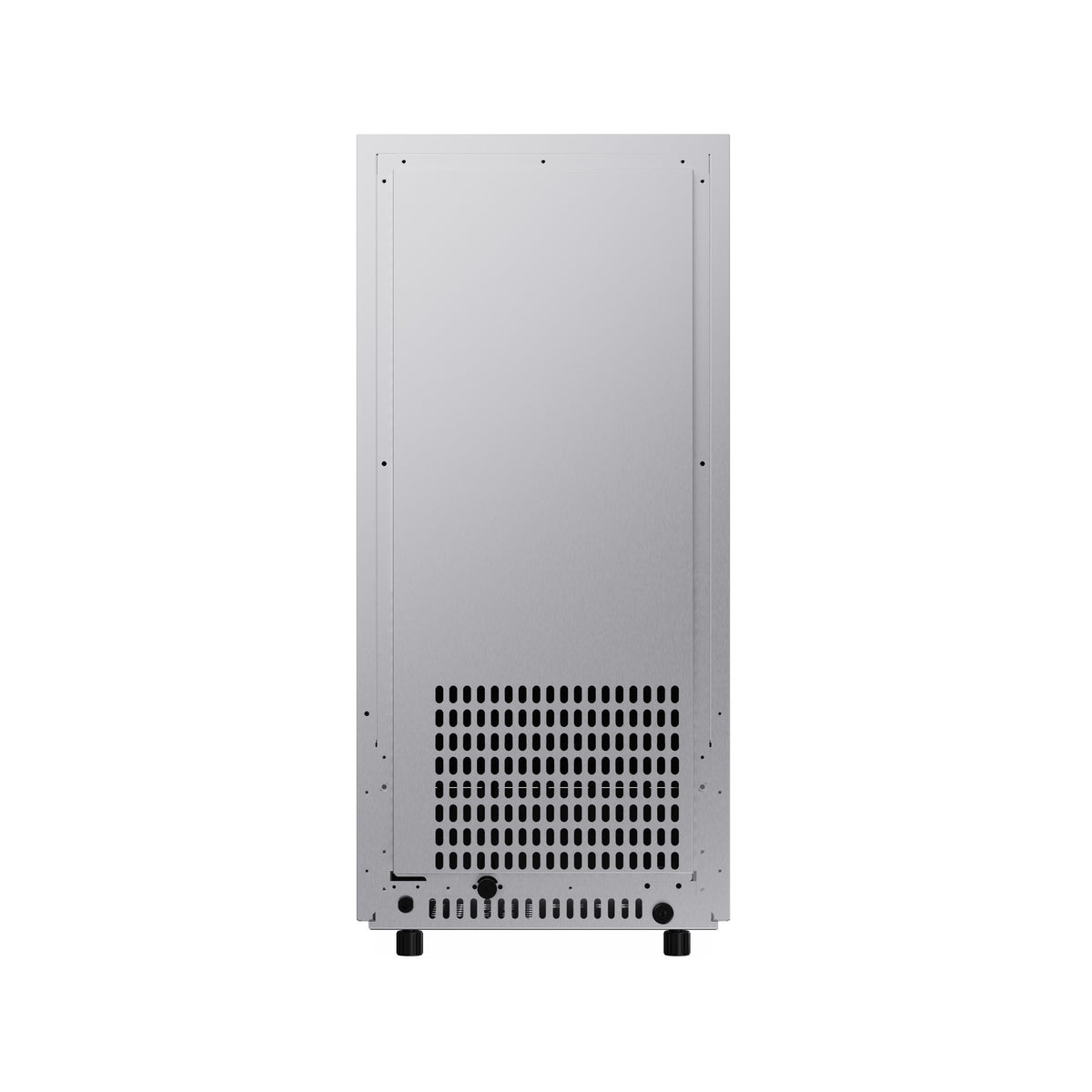 Rear view of the ice maker showing the water and drain connections