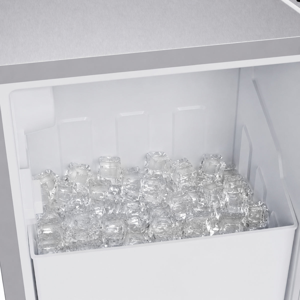 Ice bin of the Cristallo cubed ice maker