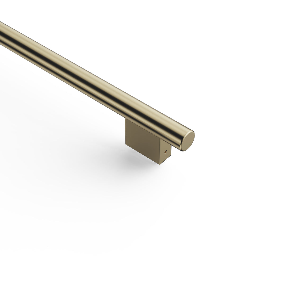 Close-up of the antique brass bar handle
