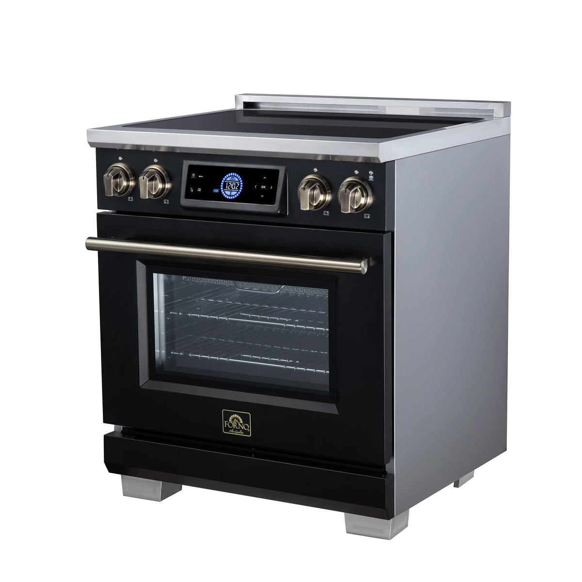 Forno Maximus 30-inch black induction range FFSIN0968-30BLK, right angle view
