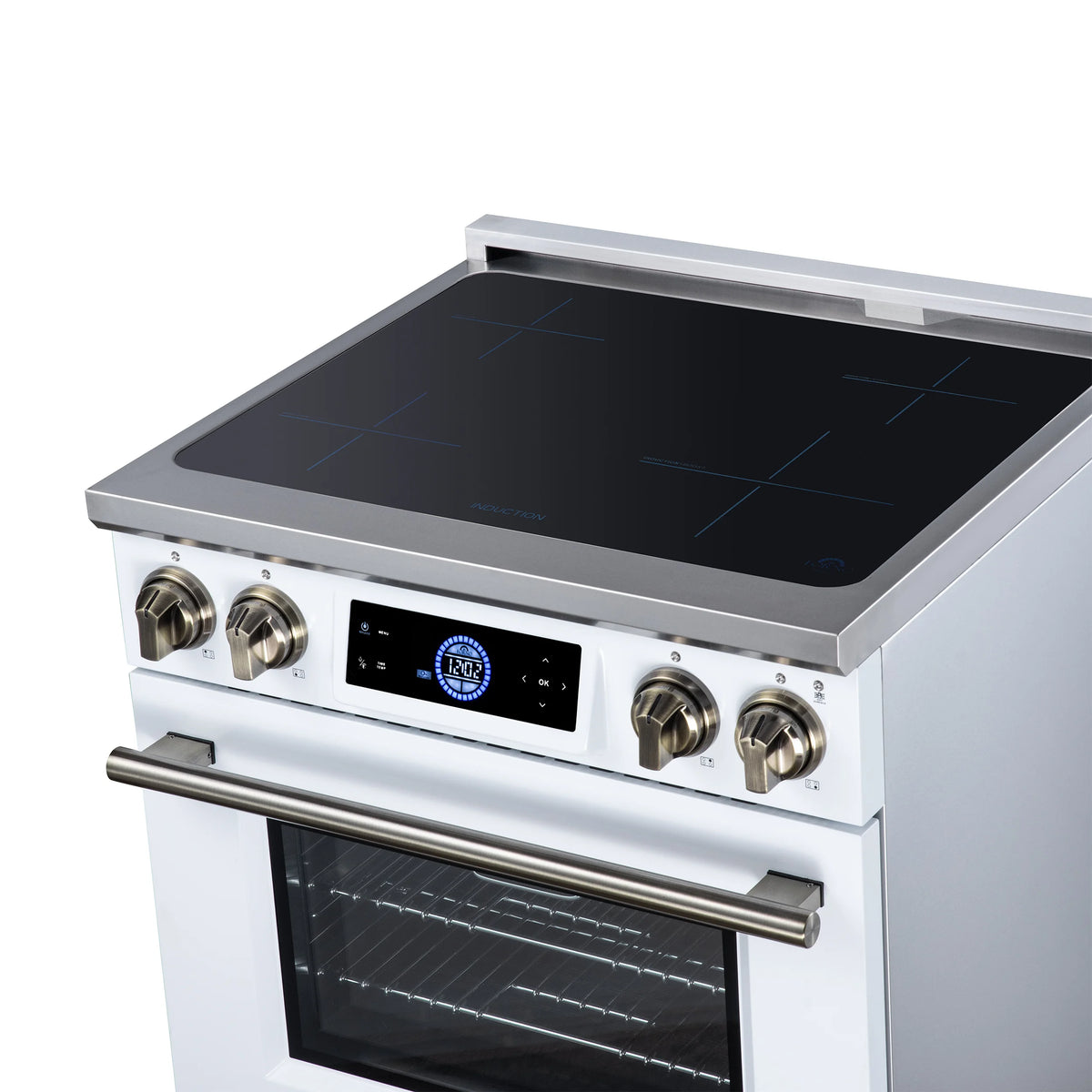Forno Maximus 30-inch white induction range FFSIN0968-30WHT, induction cooktop from the right