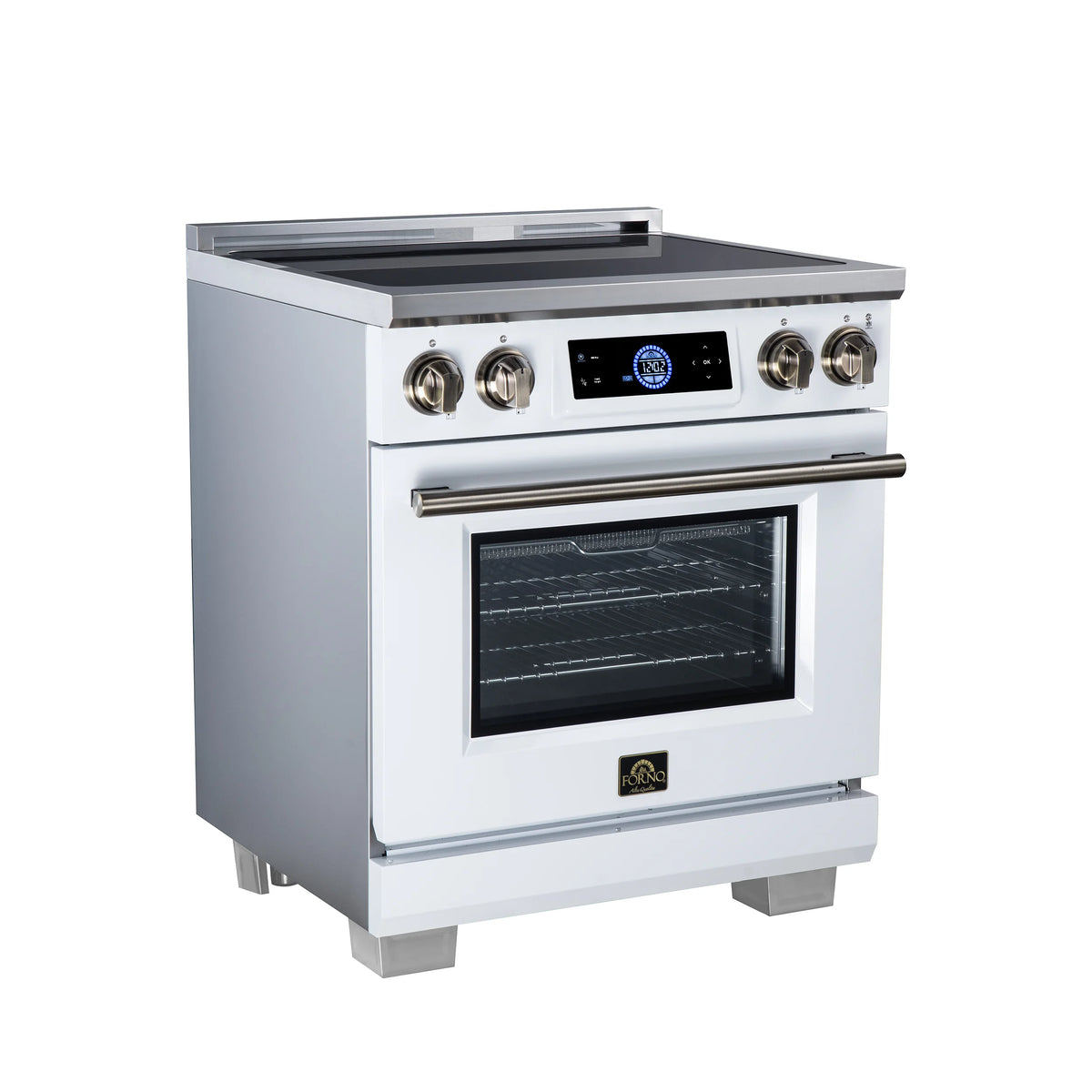 Forno Maximus 30-inch white induction range FFSIN0968-30WHT, left angle view