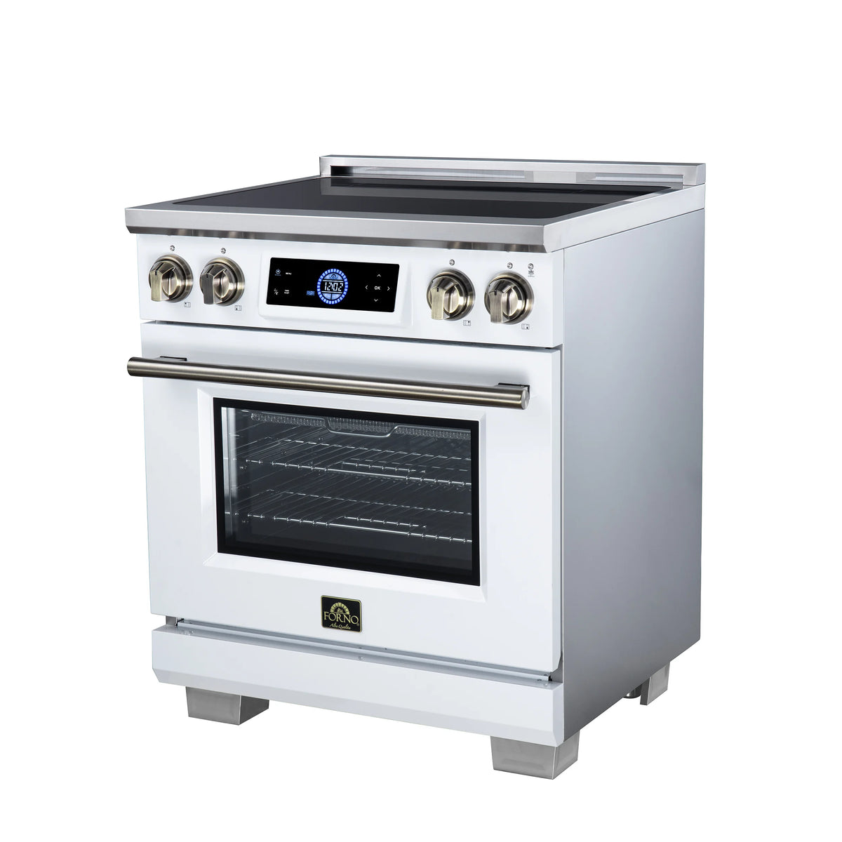 Forno Maximus 30-inch white induction range FFSIN0968-30WHT, right angle view