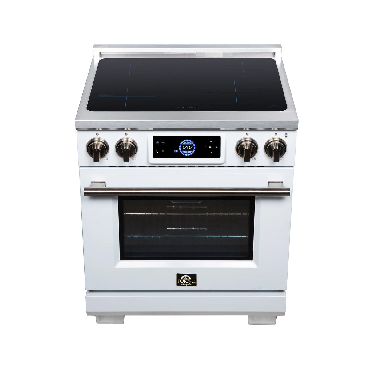 Forno Maximus 30-inch white induction range FFSIN0968-30WHT, top view of the induction cooktop