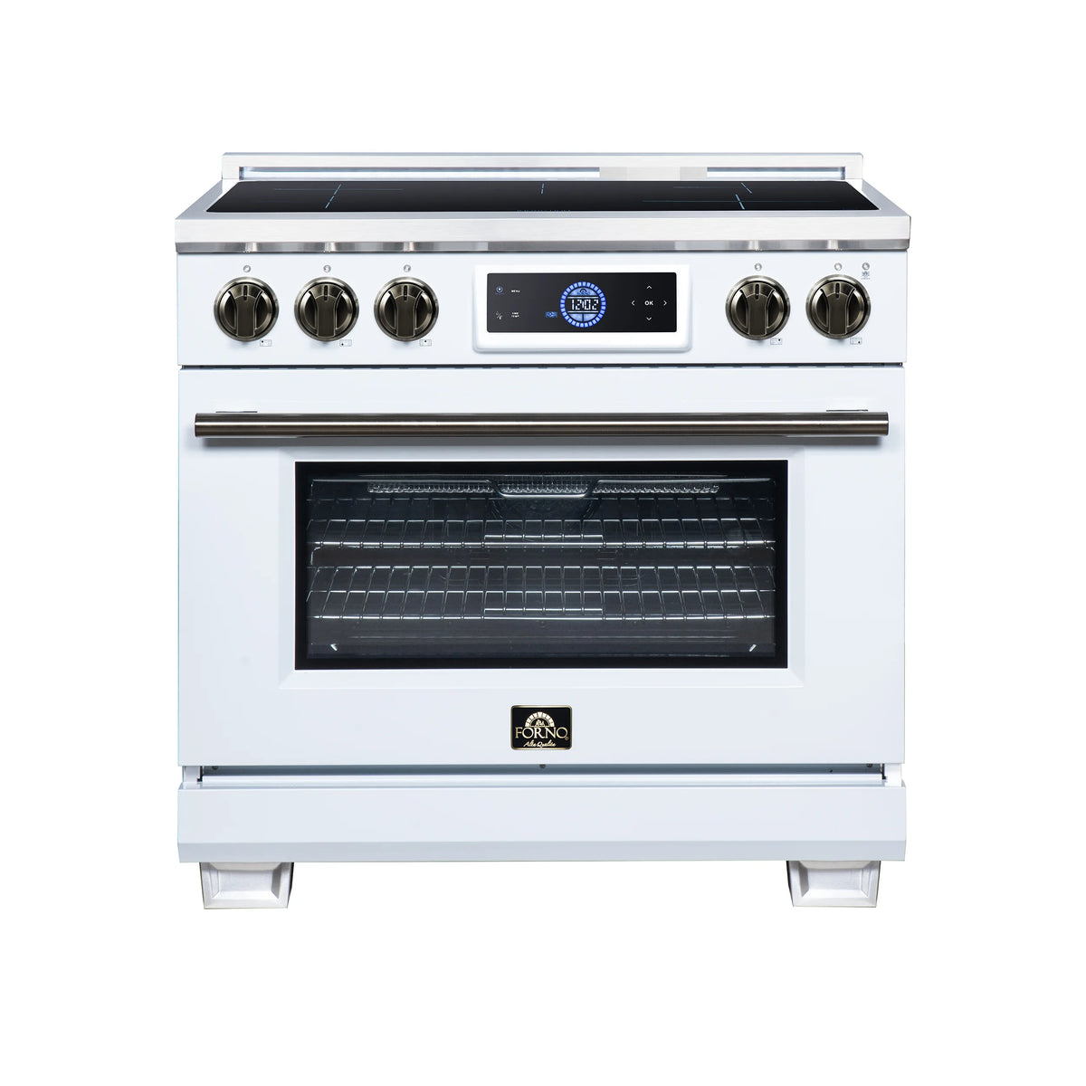 Forno Maximus 36-inch white induction range FFSIN0968-36WHT, front view