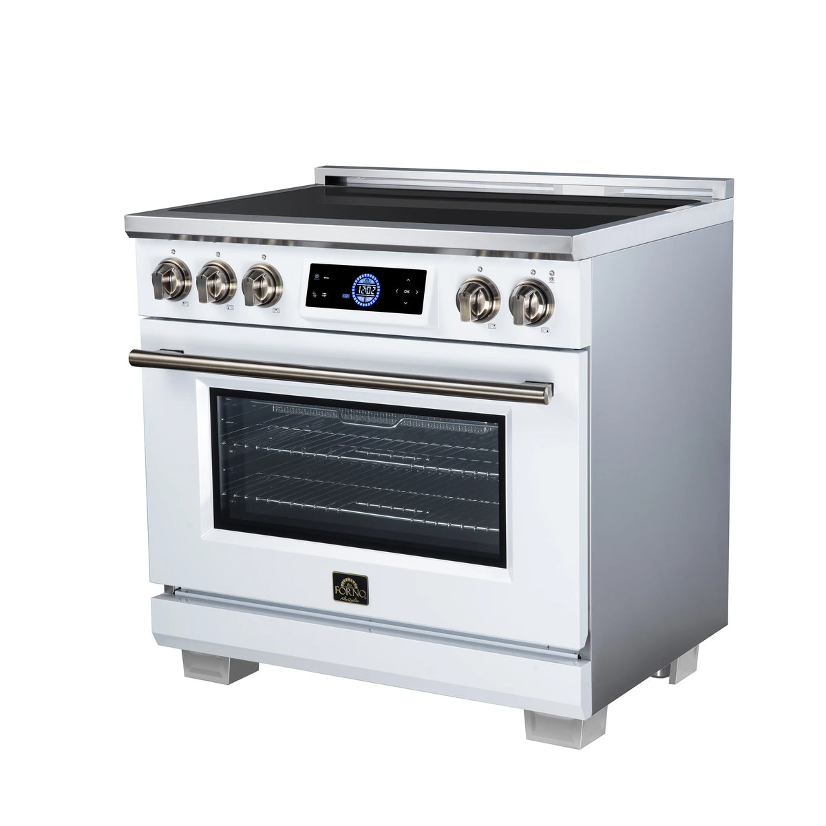 Forno Maximus 36-inch white induction range FFSIN0968-36WHT, right angle view