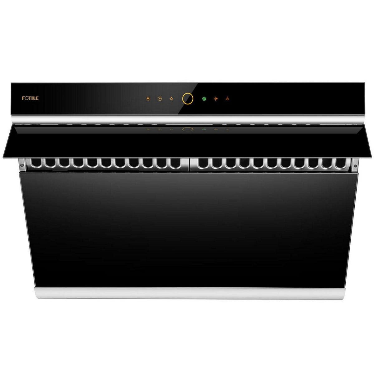 Fotile 30-Inch Prestige Inclined Vent Under-Cabinet / Wall-Mount Range Hood with Dual DC Motors, 1000 Max EQUIV. CFM, Motion Activation and 38dB Quiet Operation in Black Tempered Glass (JQG7505)
