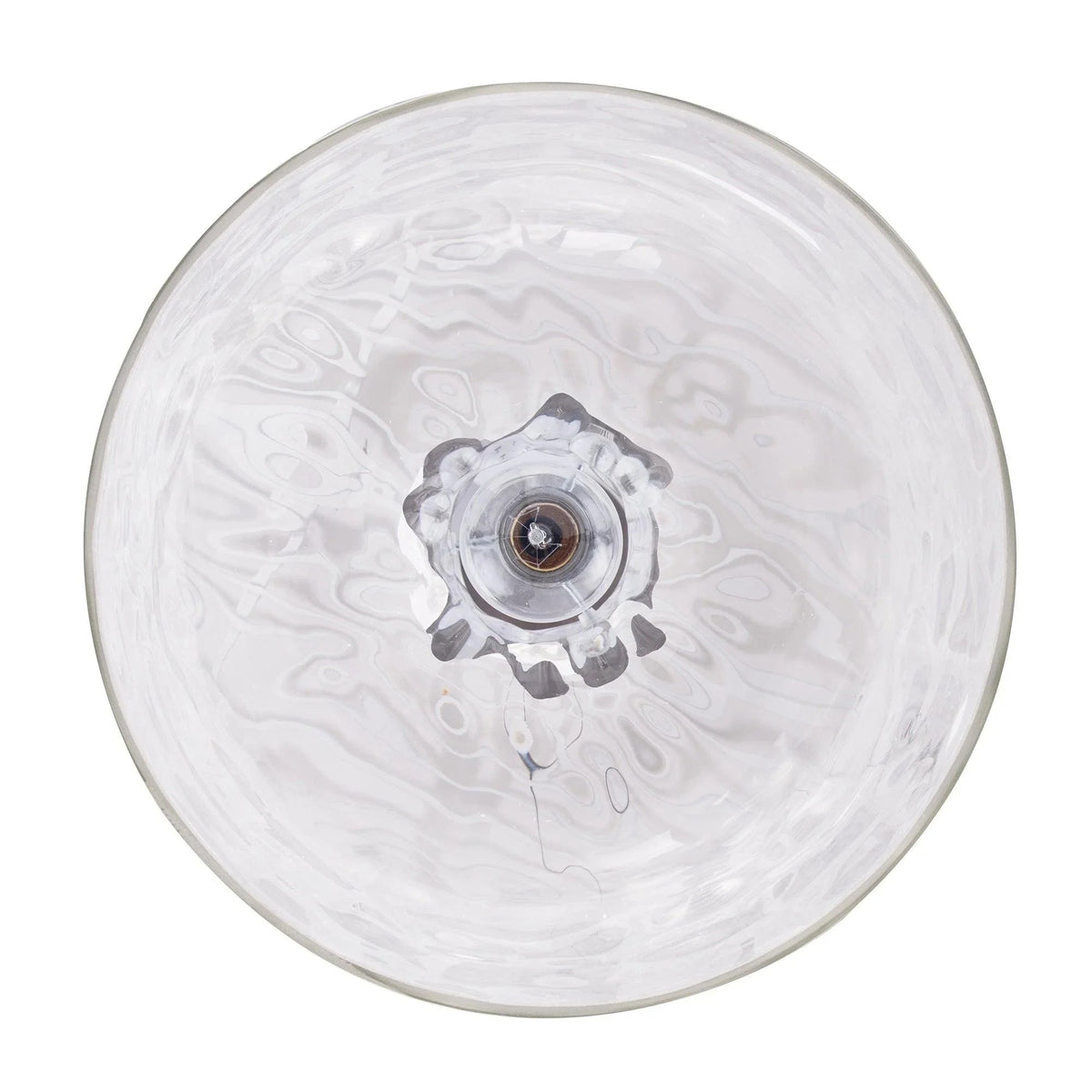Textured clear glass pendant shade with visible socket, translucent white glass