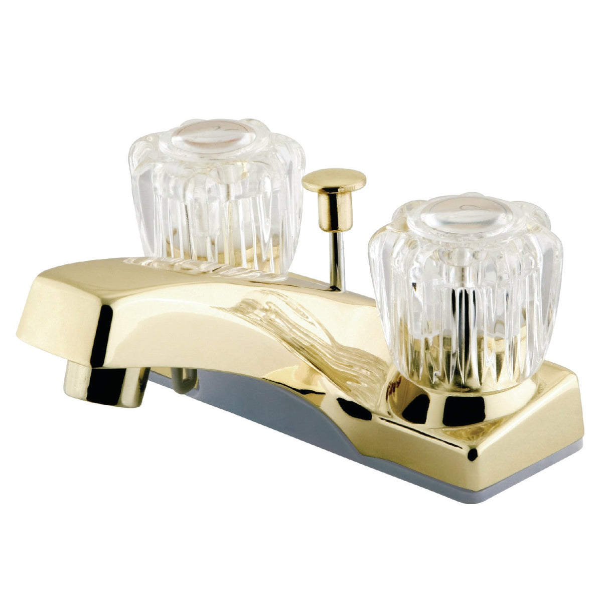 Columbia Double-Handle 4" Centerset Bathroom Faucet with ABS Pop-Up Drain in Polished Brass