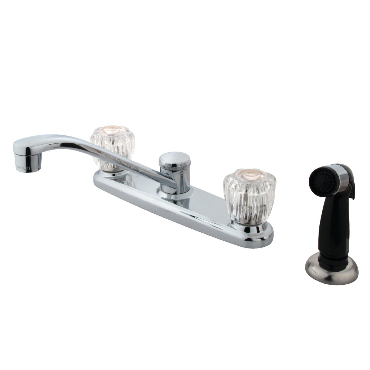 Americana Double-Handle 8" Centerset Kitchen Faucet with Side Sprayer in Polished Chrome