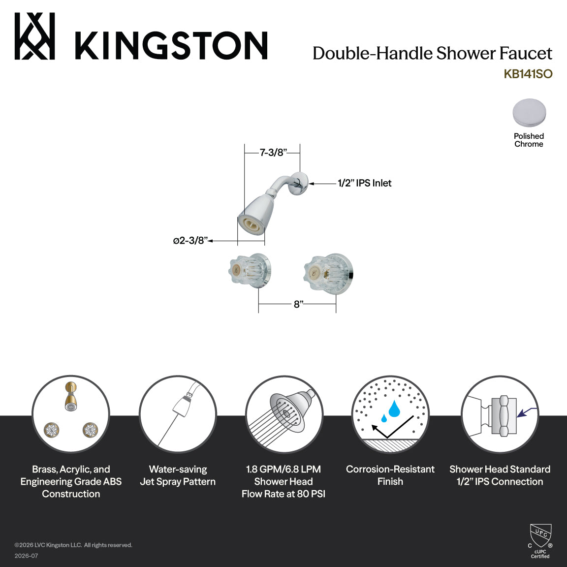 Americana Double-Handle Shower Faucet in Polished Chrome