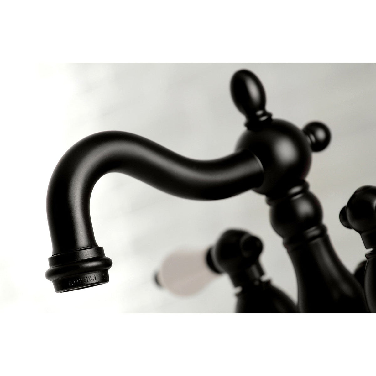 Heritage Double-Handle 4" Centerset Bathroom Faucet with Pop-Up Drain in Matte Black