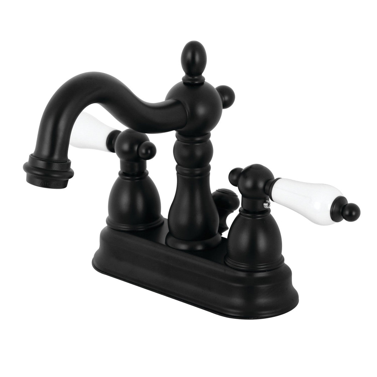 Heritage Double-Handle 4" Centerset Bathroom Faucet with Pop-Up Drain in Matte Black