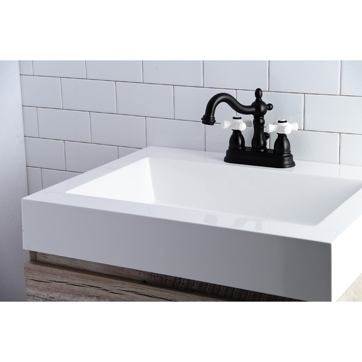 Heritage Double-Handle 4" Centerset Bathroom Faucet with Pop-Up Drain in Matte Black
