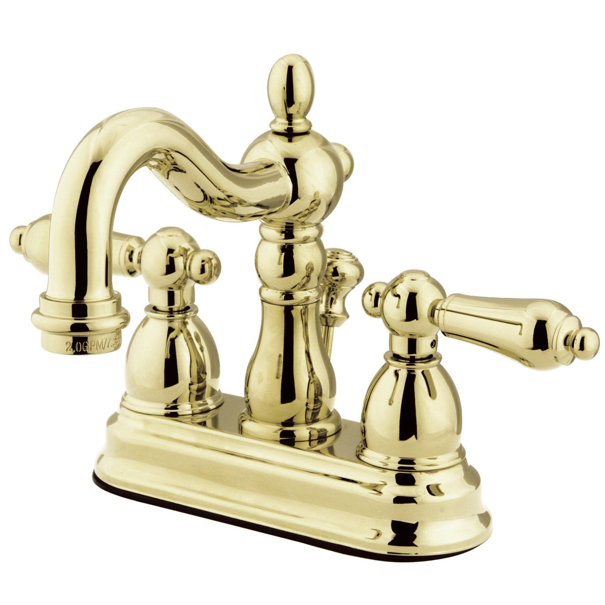 Heritage Double-Handle 4" Centerset Bathroom Faucet with Pop-Up Drain in Polished Brass