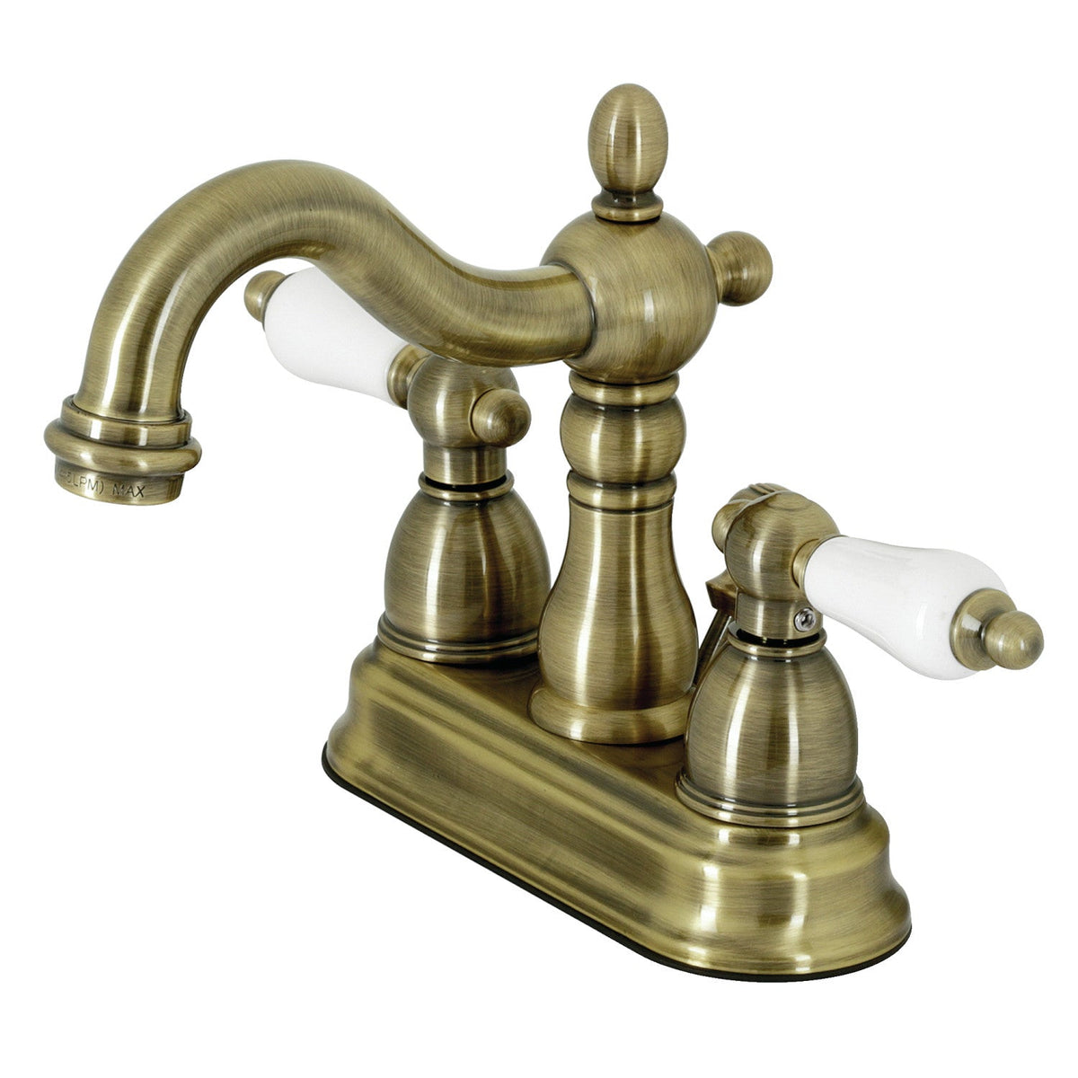 Heritage Double-Handle 4" Centerset Bathroom Faucet with Pop-Up Drain in Antique Brass