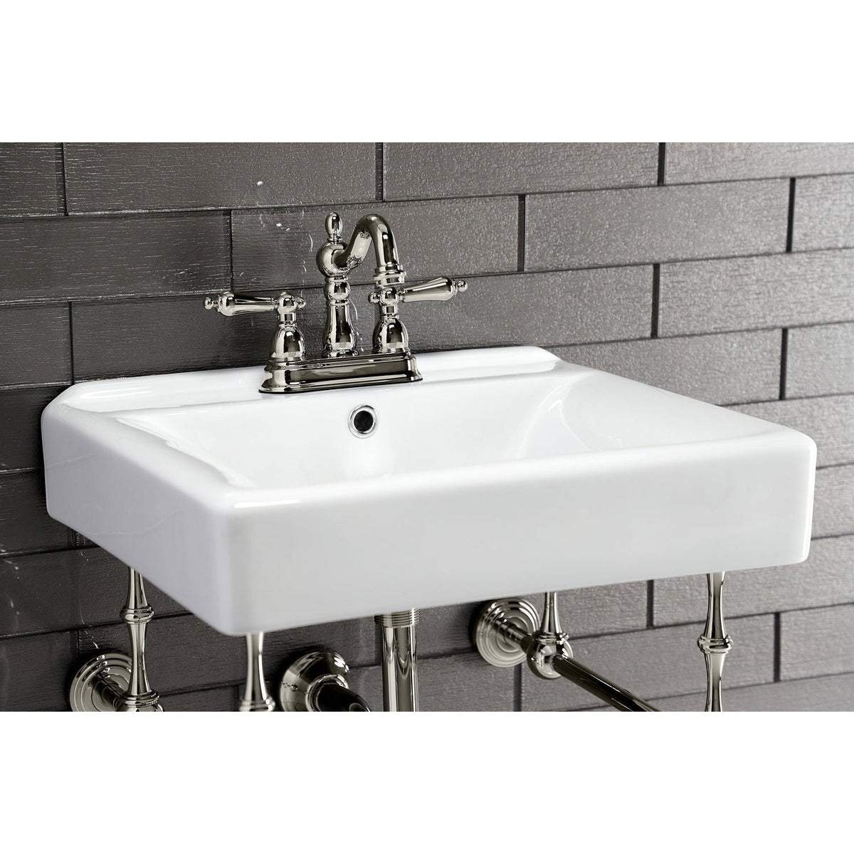 Heritage Double-Handle 4" Centerset Bathroom Faucet with Pop-Up Drain in Polished Nickel
